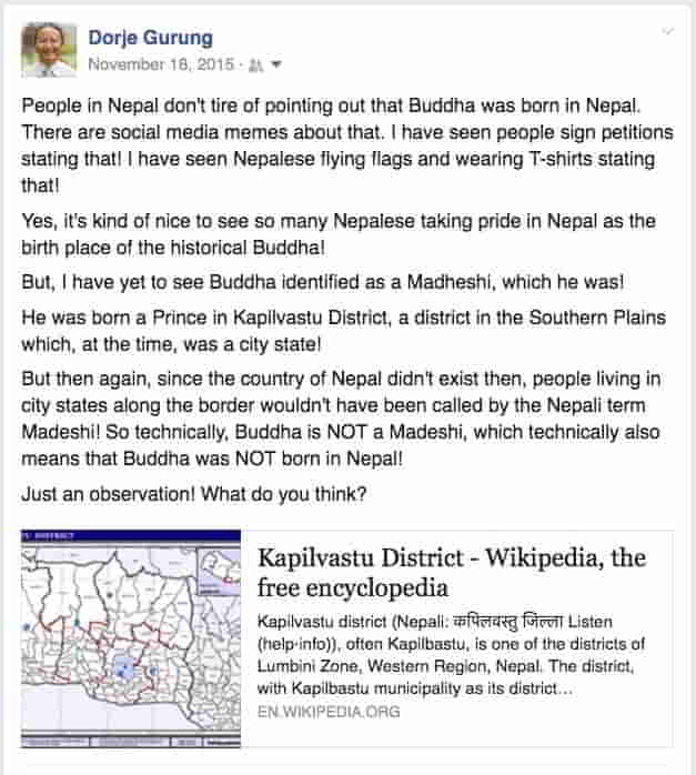 FB post where was buddha born