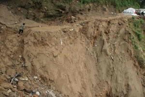 Eroded section of the road.