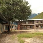 The multi-purpose court & new building in the background.