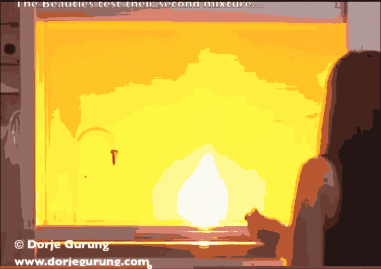 Gunpowder flare. A screenshot of a video of some of my students at TISA testing their gunpowder mixtures. Check out my Science blog for more.