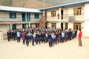 Jayjeev preparing Raithane school students for some basketball drills and a game! (Click here for more photos.)