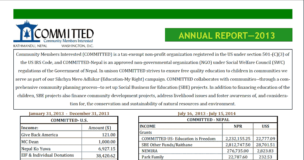 Read more about the article COMMITTED’s Annual Report: Fiscal Year 2013-14