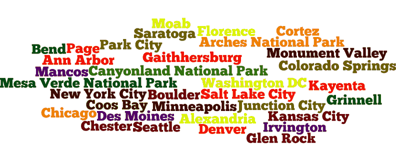 The thirty-three cities and some really awesome places of interest I visited. (Details about visits to places of interest will be coming soon.)