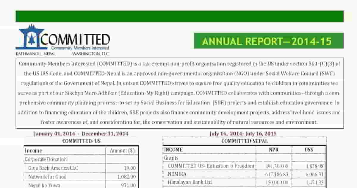Read more about the article COMMITTED’s Annual Report for Fiscal Year 2014-15