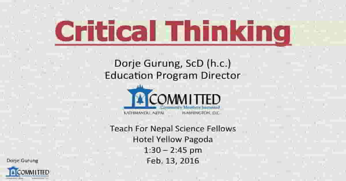Read more about the article Teach For Nepal: Critical Thinking