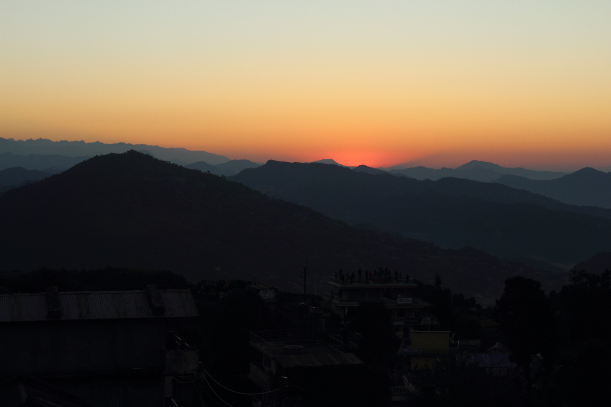Sun about to rise over the beautiful city of Pokhara