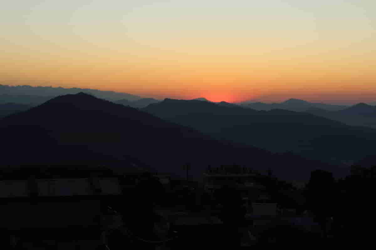 Sun about to rise over the beautiful city of Pokhara