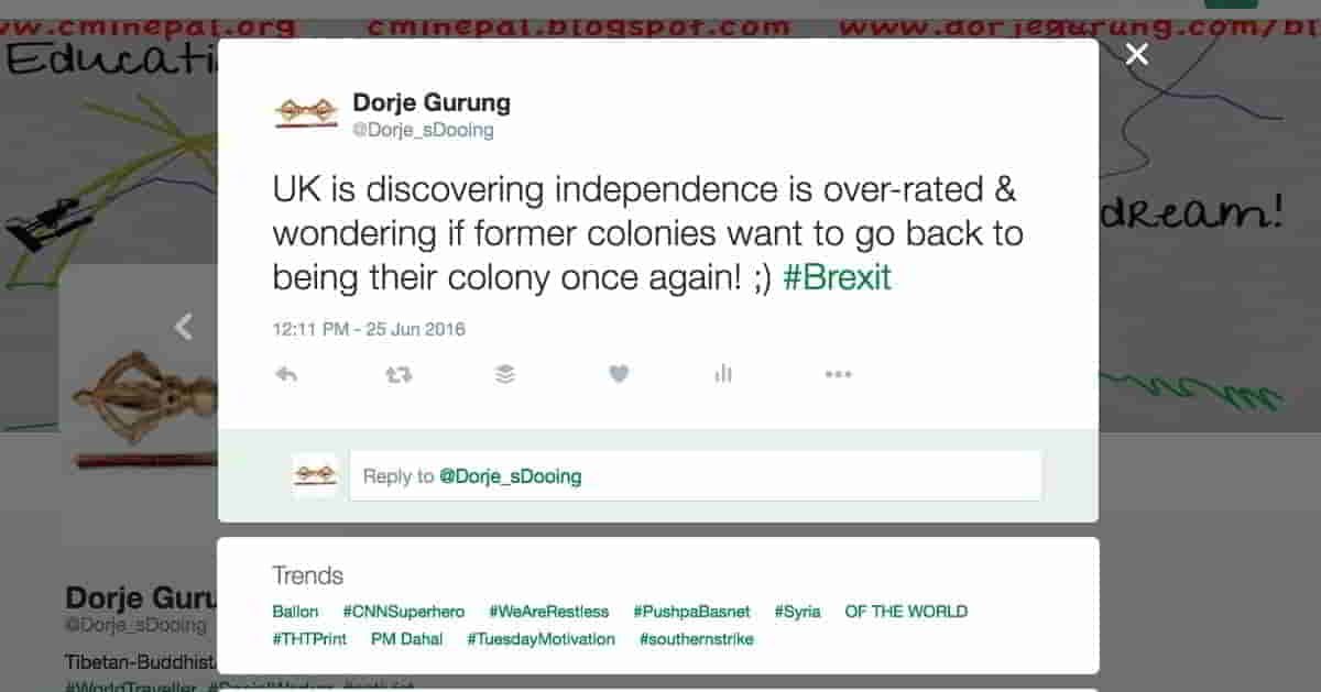 Read more about the article #Brexit…From Kathmandu