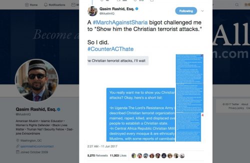 Read more about the article Qasim Rashid: ‘A bigot challenged me to “Show him the Christian terrorist attacks.” So I did.’