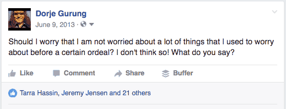 FB post by self June 9 about things to worry