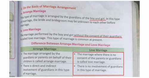 Read more about the article Love Marriage…According to a Grade 9 Textbook