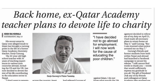 Read more about the article In The Media: Back Home…to Devote Life to Charity