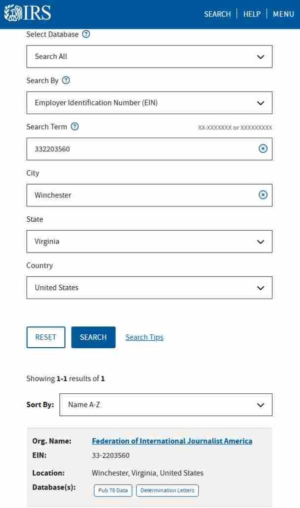 tax excempt status check